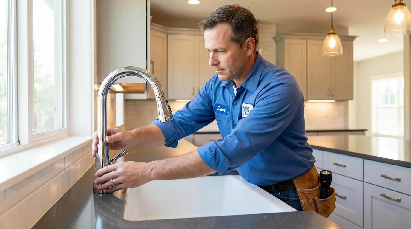 Kitchen faucet installation by Johns Plumbing LLC in Colrain